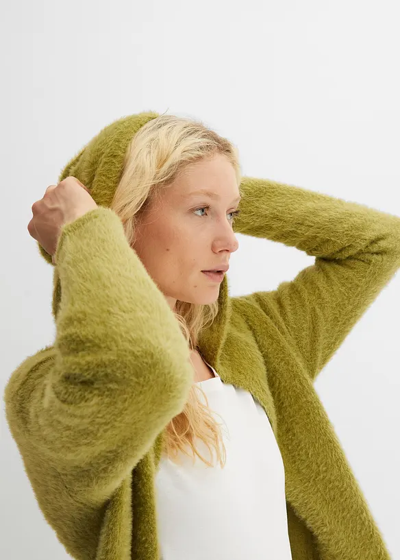 Long gilet en maille duveteuse, bonprix