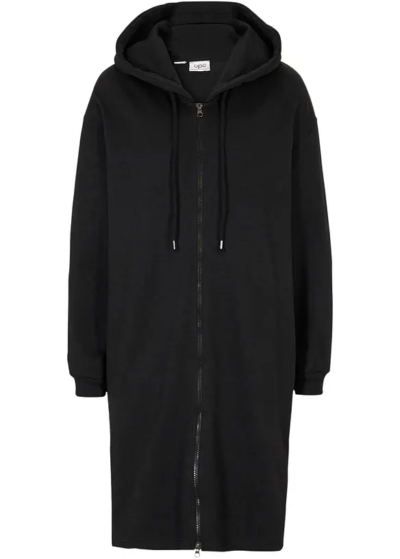 Long gilet zippé en molleton, base fendue sur les côtés, bonprix