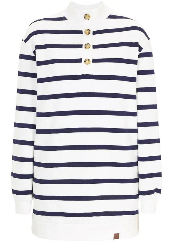 Sweat-shirt long avec col camionneur, bonprix