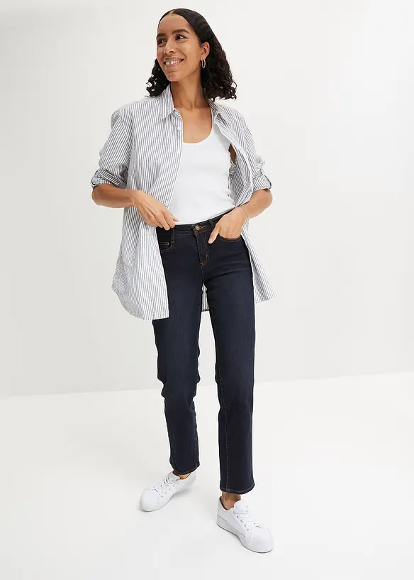 Jean droit taille mi-haute, extensible, bonprix