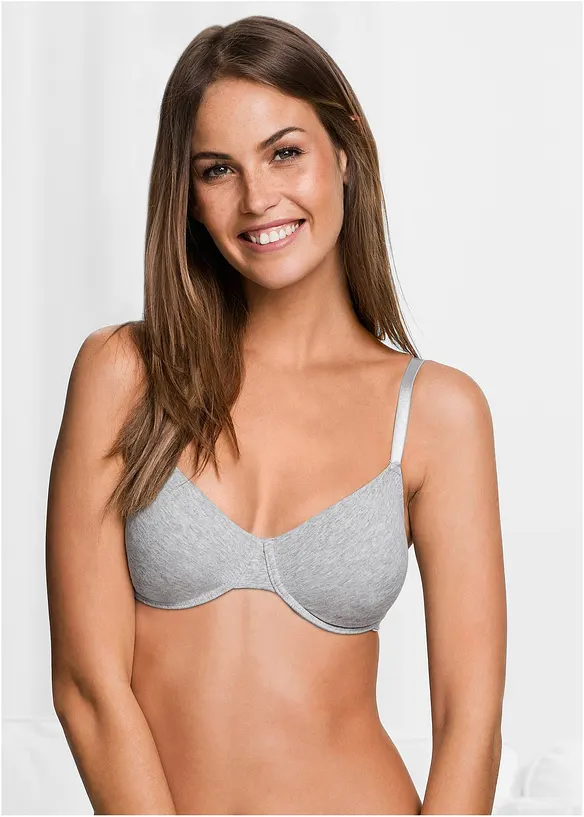 Lot de 3 soutiens-gorge coton moulés à armatures, bonprix