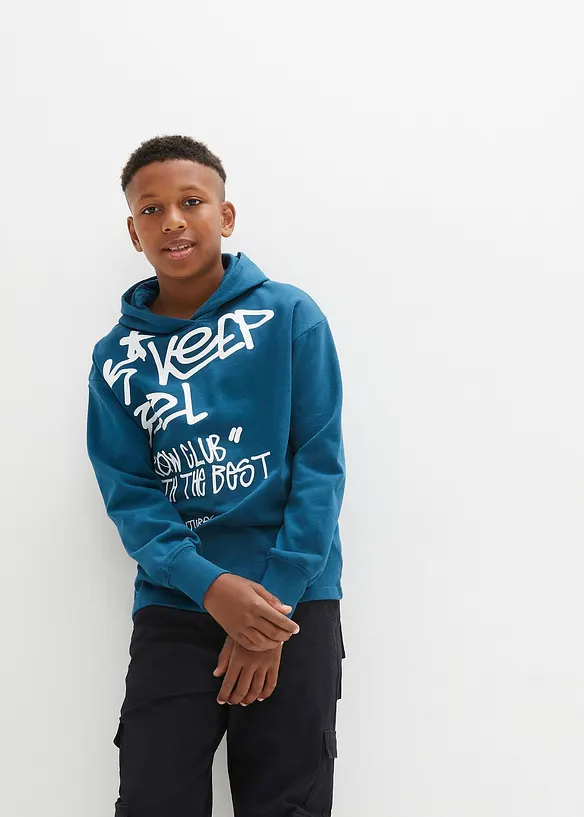 Sweat 100% coton à capuche et imprimé graffiti, bonprix