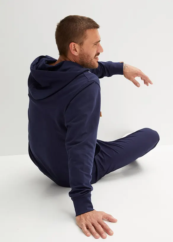 Sweat zippé à capuche et détails enduits, bonprix