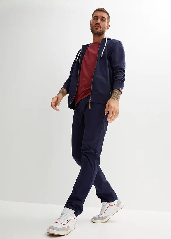 Sweat zippé à capuche et détails enduits, bonprix