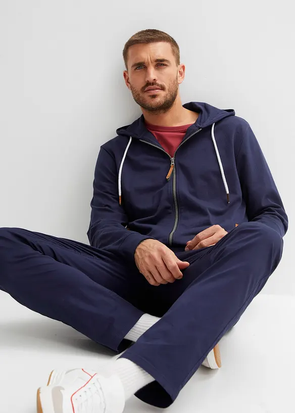 Sweat zippé à capuche et détails enduits, bonprix