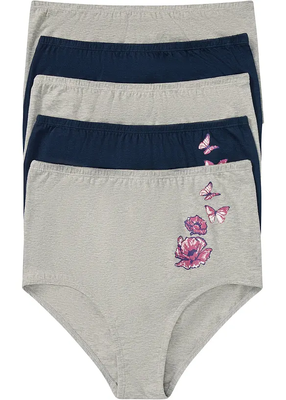 Lot de 5 slips taille haute, bonprix