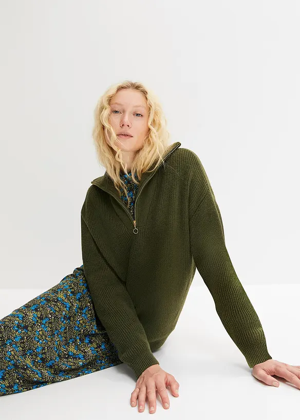 Pull col zipp&eacute;, bonprix