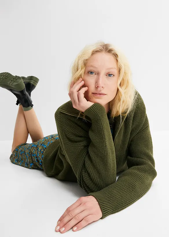 Pull col zipp&eacute;, bonprix