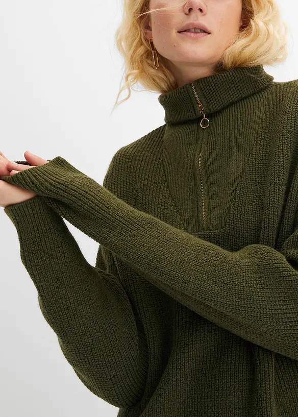 Pull col zipp&eacute;, bonprix