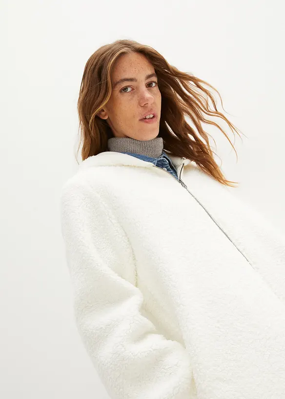 Veste en sherpa coupe trapèze avec fentes latérales, bonprix