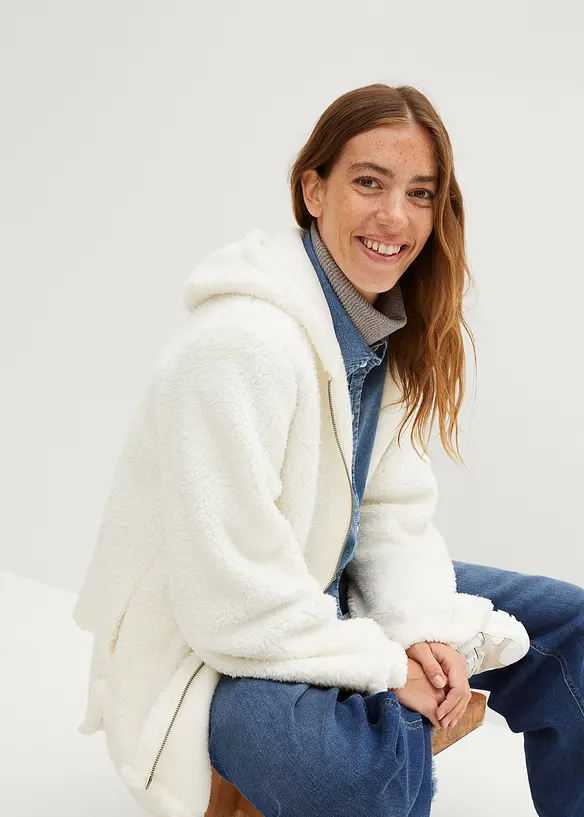 Veste en sherpa coupe trapèze avec fentes latérales, bonprix