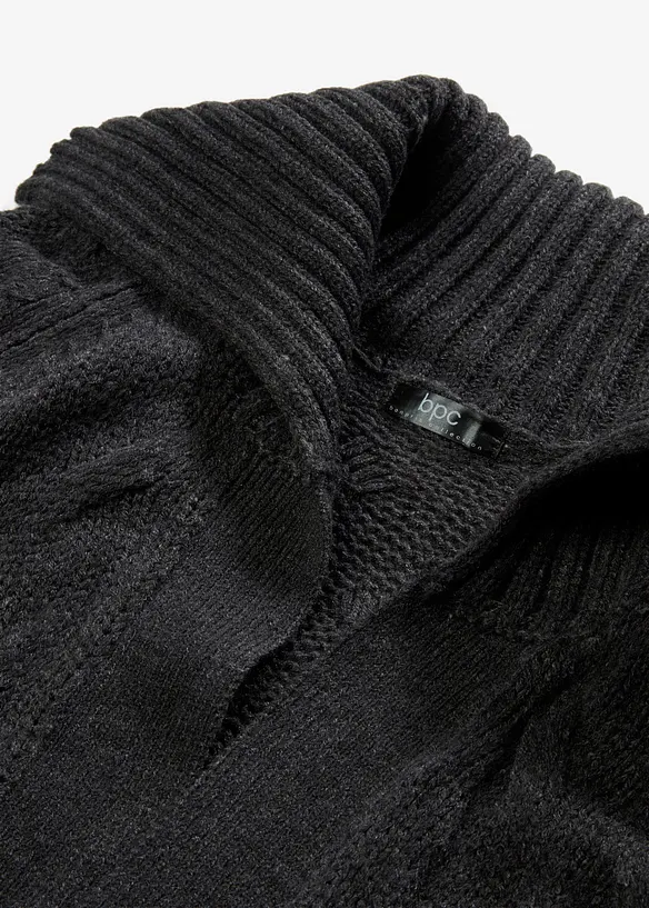 Gilet long en maille torsadée, bonprix