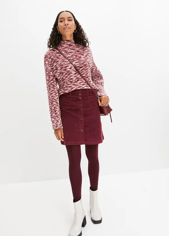 Jupe boutonnée en velours côtelé extensible, bonprix