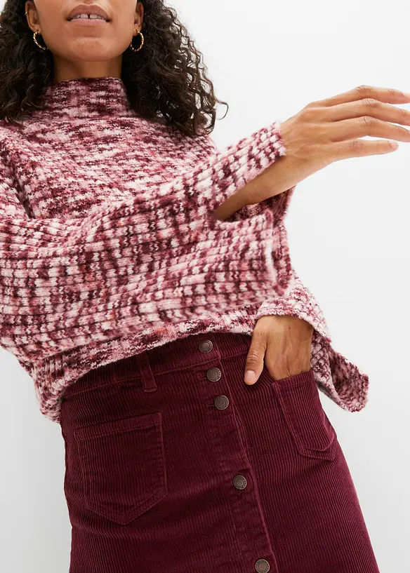 Jupe boutonnée en velours côtelé extensible, bonprix