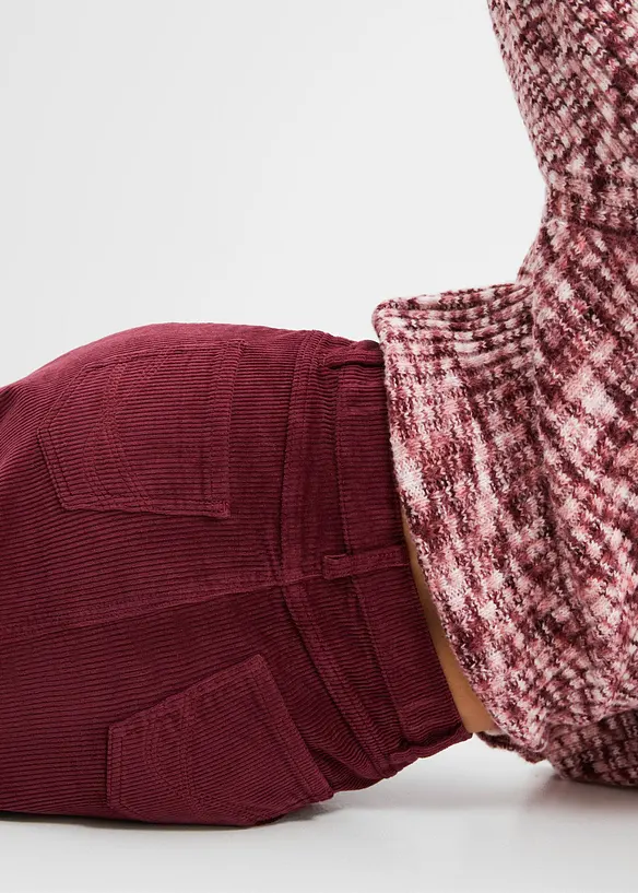 Jupe boutonnée en velours côtelé extensible, bonprix