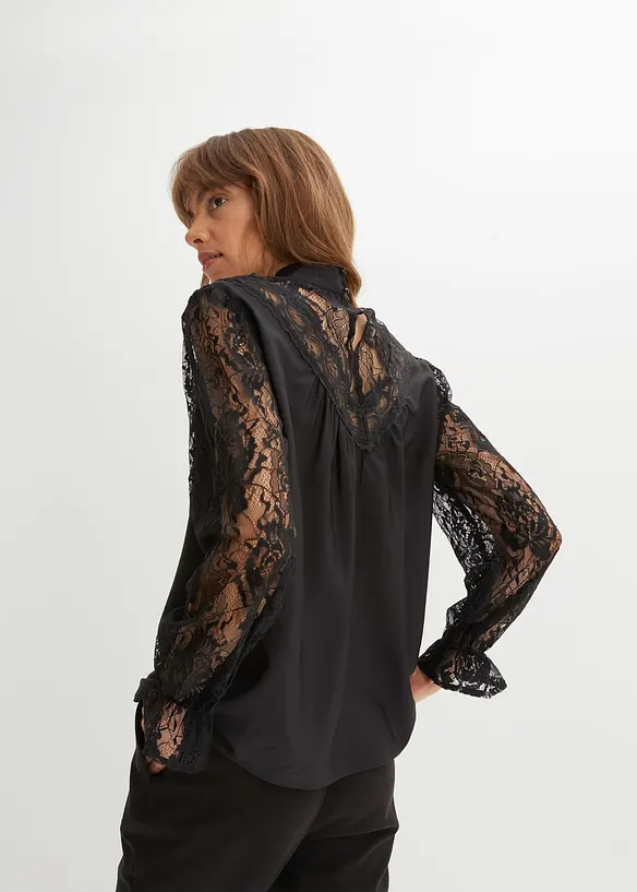 Blouse avec dentelle, bonprix