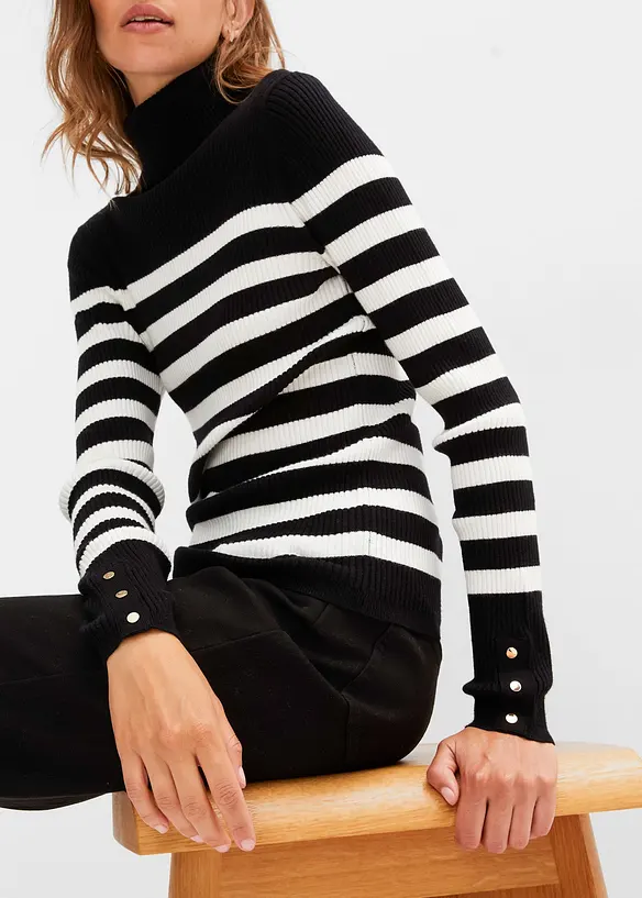 Pull col roulé en viscose mélangée, bonprix