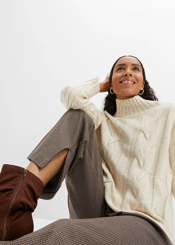 Pantalon à pinces et carreaux, chaîne amovible, bonprix