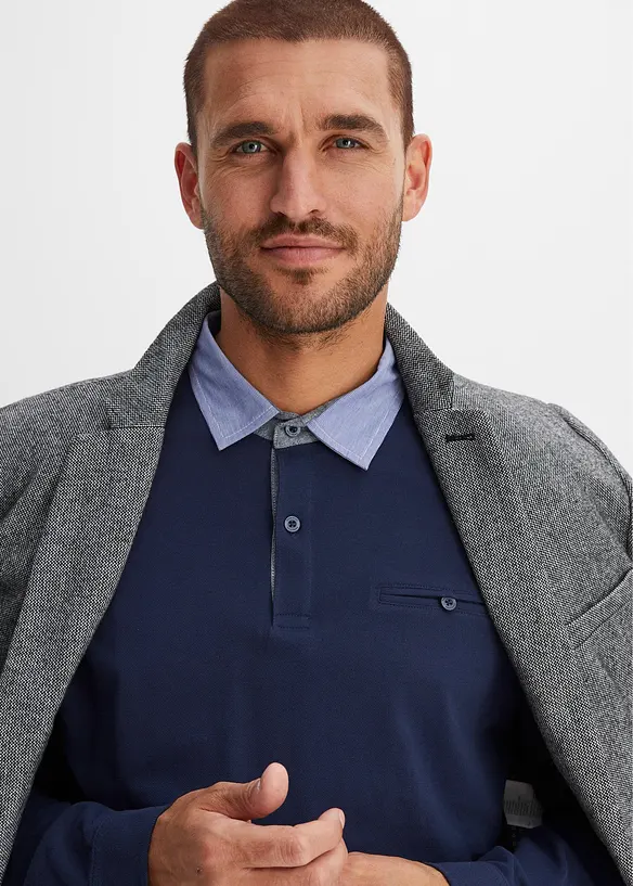 Polo manches longues en maille piquée 100% coton, bonprix