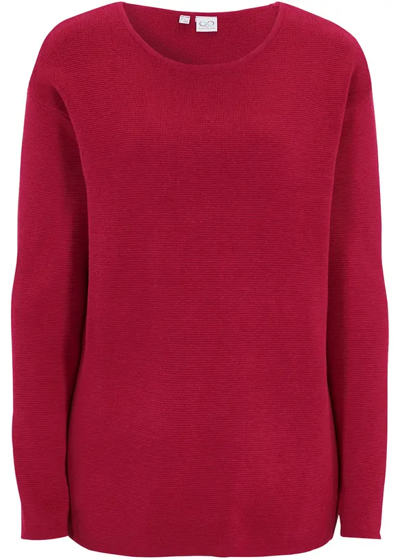 Pull col rond en maille milano côtelée, bonprix