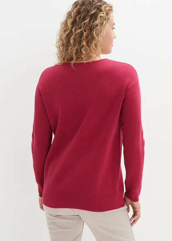 Pull col rond en maille milano côtelée, bonprix