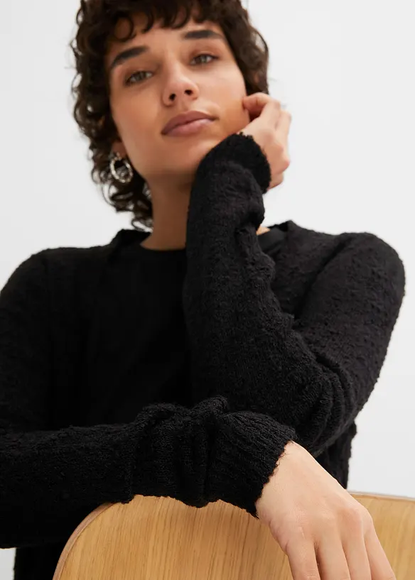 Gilet long en maille bouclée, bonprix