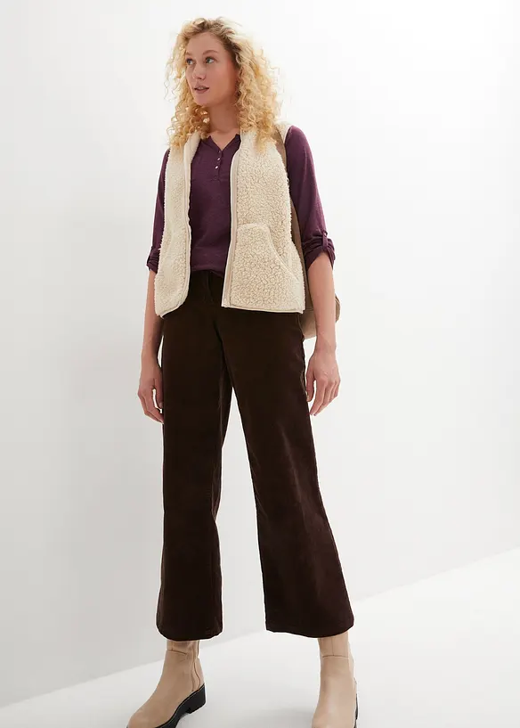 T-shirt col tunisien boutonné à manches longues, bonprix