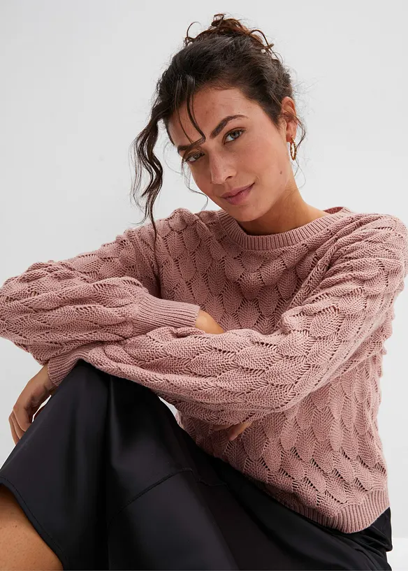 Pull en maille ajourée, bonprix