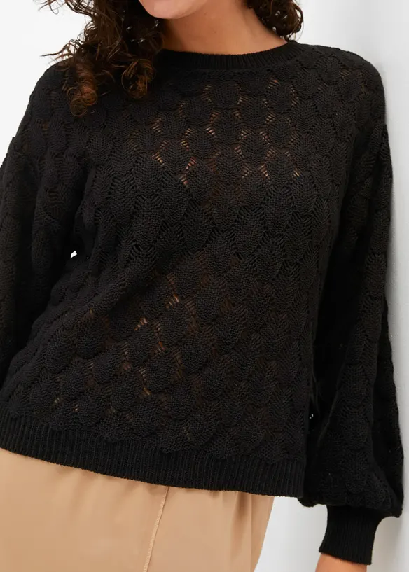 Pull en maille ajourée, bonprix