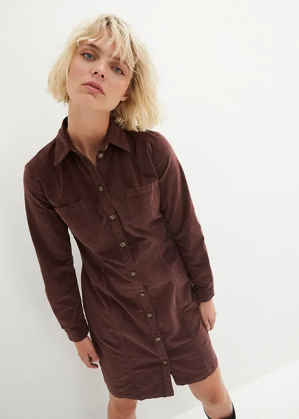 Robe en velours c&ocirc;tel&eacute; extensible, bonprix