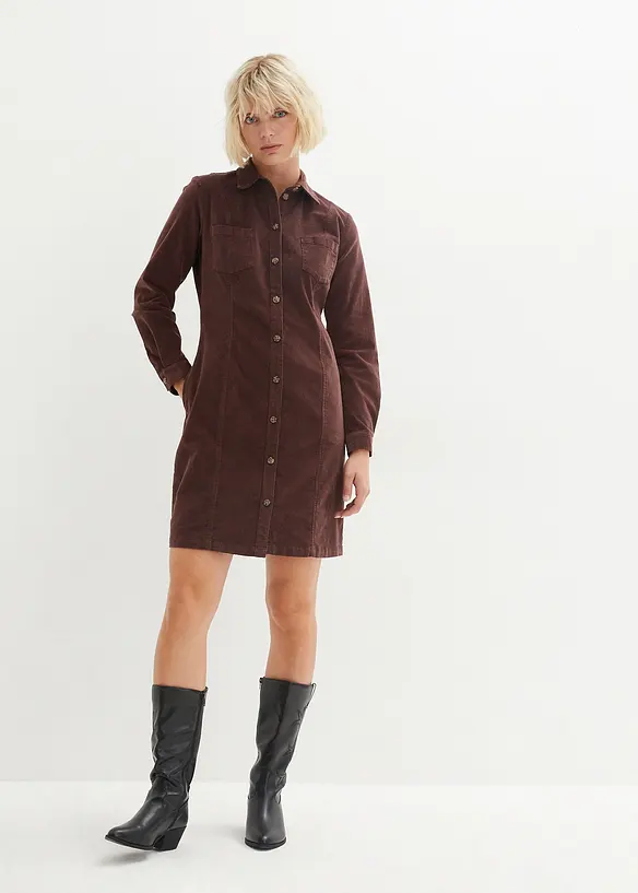 Robe en velours c&ocirc;tel&eacute; extensible, bonprix