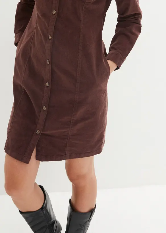 Robe en velours c&ocirc;tel&eacute; extensible, bonprix