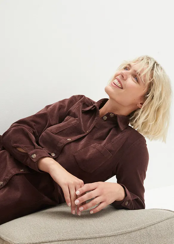 Robe en velours c&ocirc;tel&eacute; extensible, bonprix