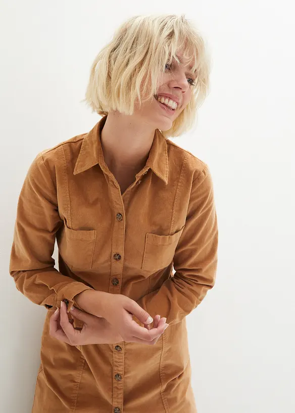 Robe en velours côtelé extensible, bonprix