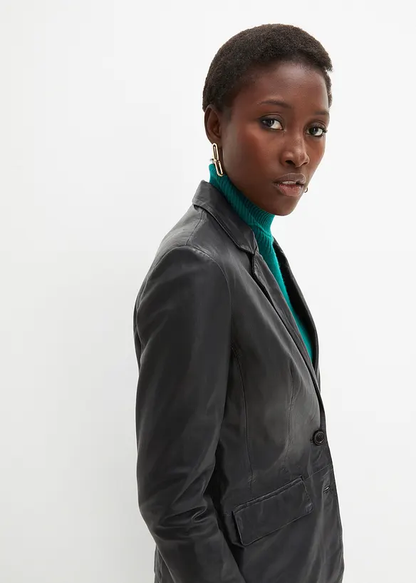 Blazer en cuir d’agneau nappa, bonprix