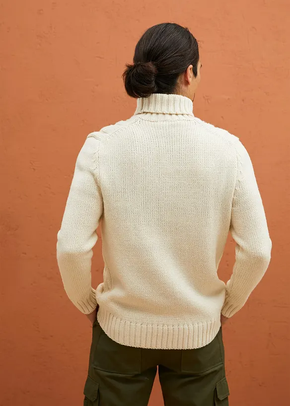 Pull col roulé en maille torsadée, bonprix