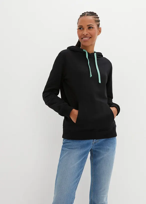 Sweat-shirt &agrave; capuche avec d&eacute;tails contrastants, bonprix