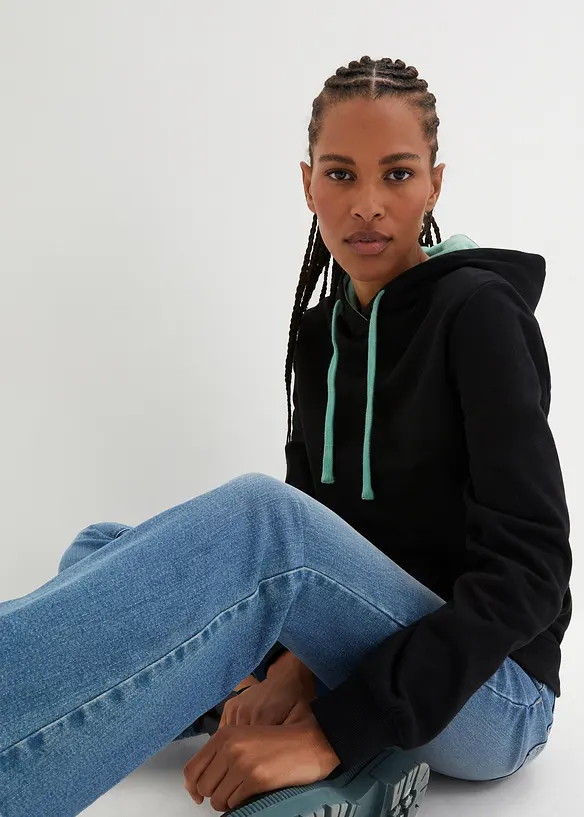 Sweat-shirt &agrave; capuche avec d&eacute;tails contrastants, bonprix