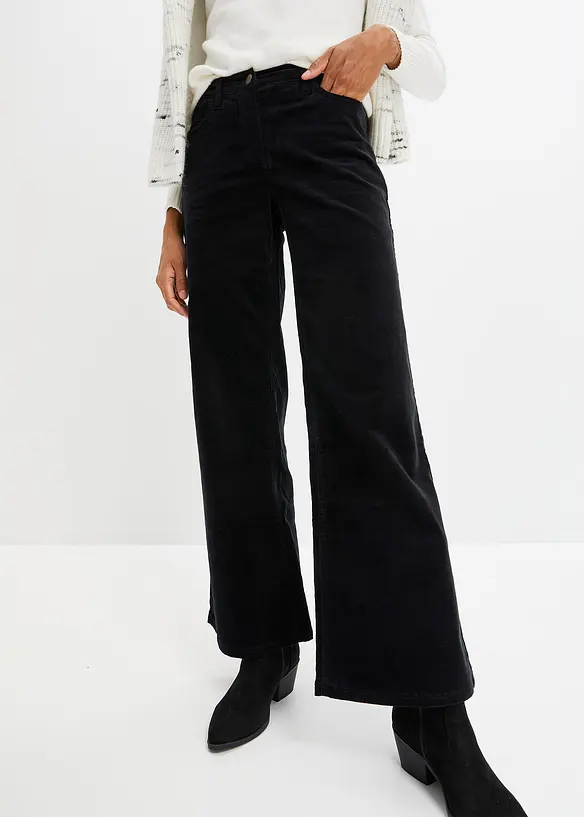 Pantalon large en velours côtelé, bonprix