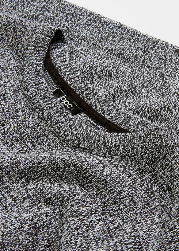 Pull en maille chinée à col rond, bonprix