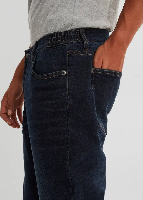 Jean extensible loose, taille élastiquée, doublure chaude, droit, bonprix