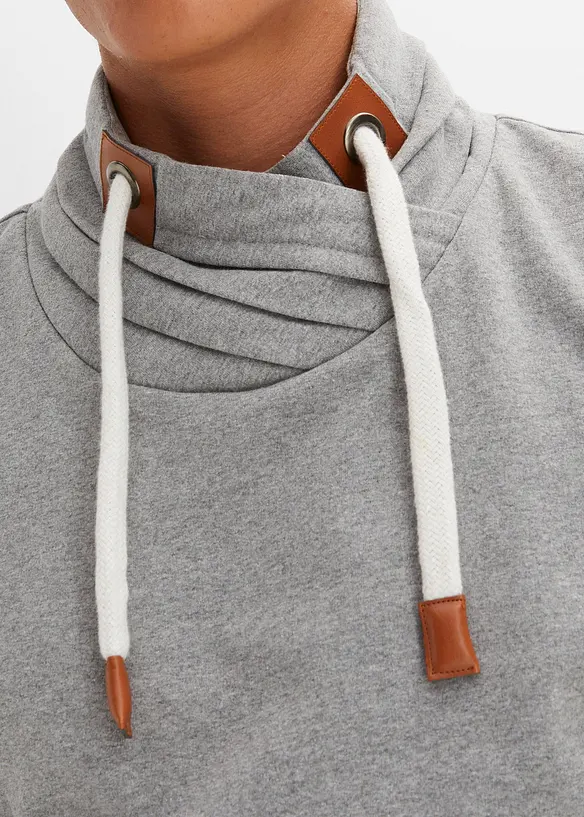 Sweat à col châle et détails enduits, bonprix