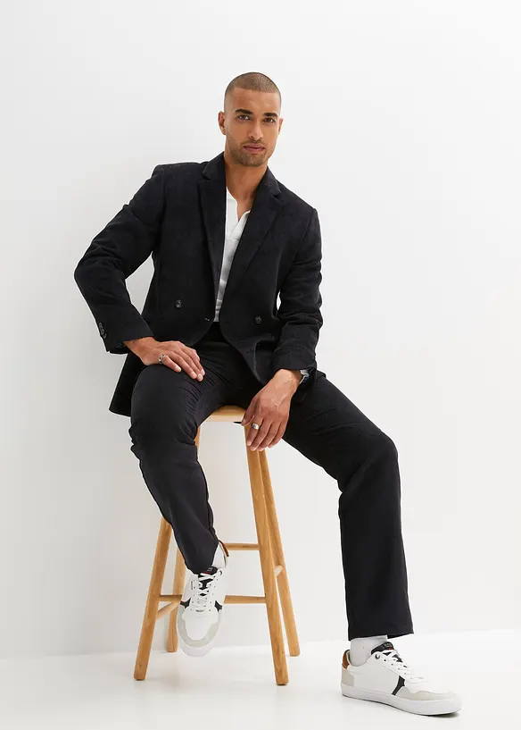 Pantalon chino en velours c&ocirc;tel&eacute; Regular Fit, Straight, bpc selection