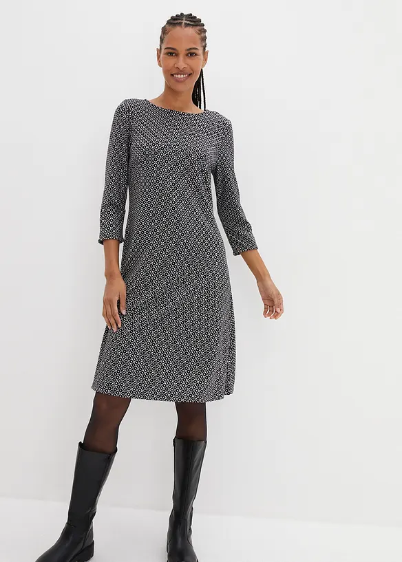 Robe en jersey milano de viscose mélangée avec motif jacquard, bonprix