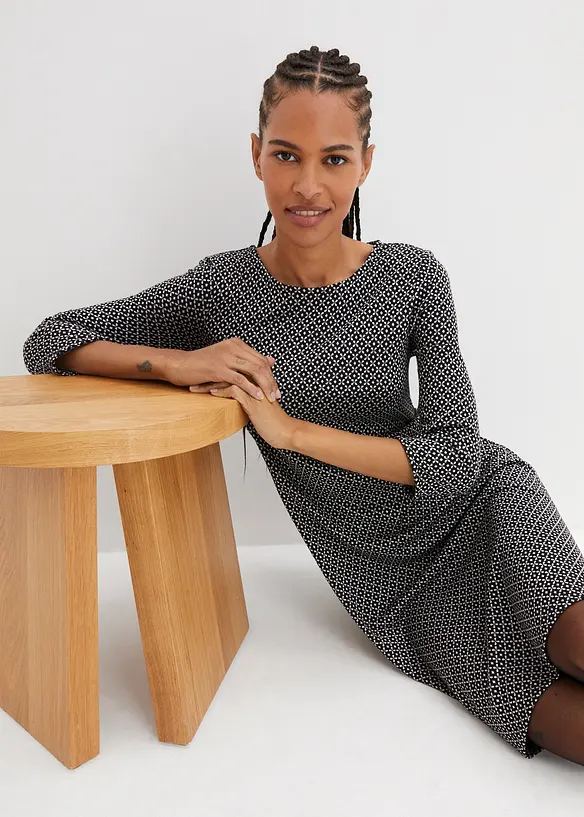 Robe en jersey milano de viscose mélangée avec motif jacquard, bonprix