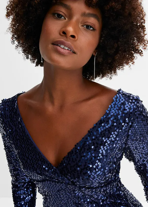 Robe fronc&eacute;e &agrave; sequins, bonprix