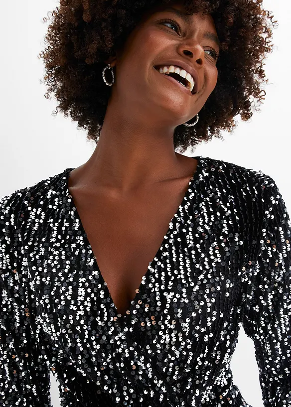 Robe à sequins en velours doux, bonprix