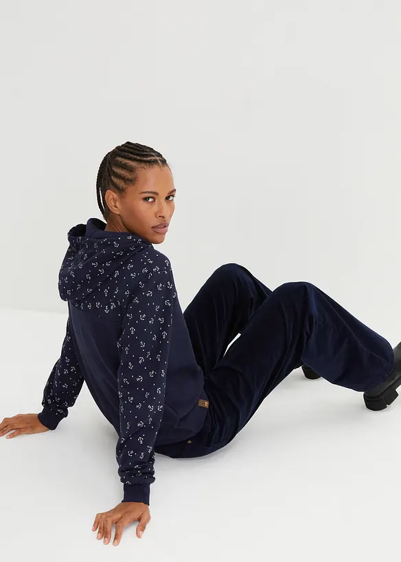 Sweat à capuche et col zippé, 100% coton, bonprix