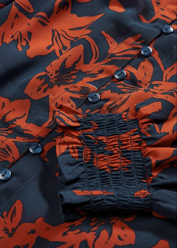 Chemisier en mousseline &agrave; d&eacute;tails smock&eacute;s, bonprix