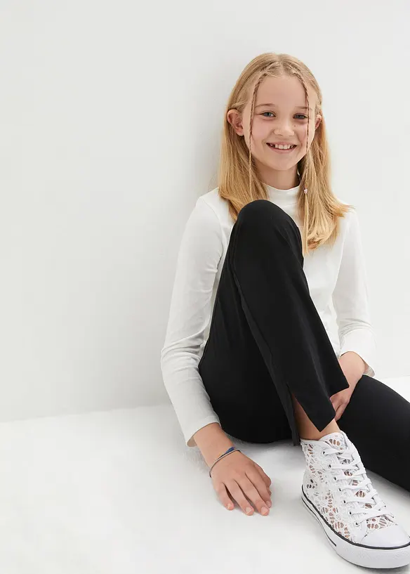 Pantalon évasée en coton extensible avec fentes sur les côtés, bonprix